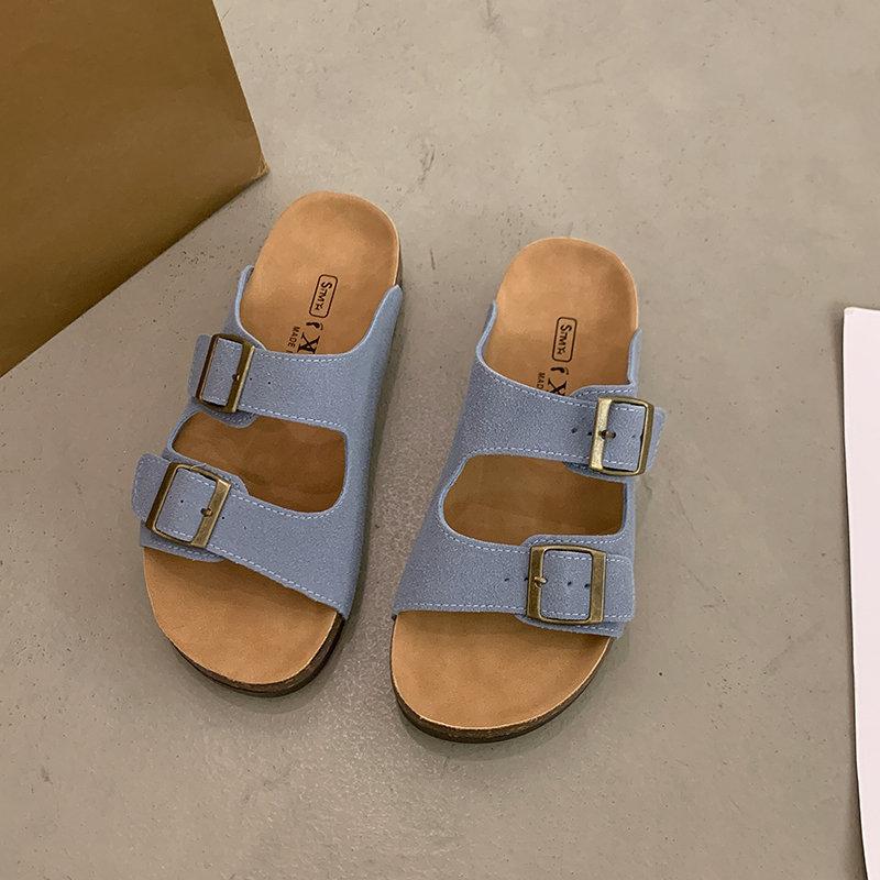 Sommer vielseitige Damen Schuhe Mode Internet Berühmtheit Strandschuhe Meer ein Wort Pantoletten lässig Urlaub flache Hausschuhe Außenbekleidung