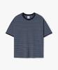 WEST GRAND BOULEVARD Semi-Over Multi-Stripe Ringer T-Shirt Royal Blue