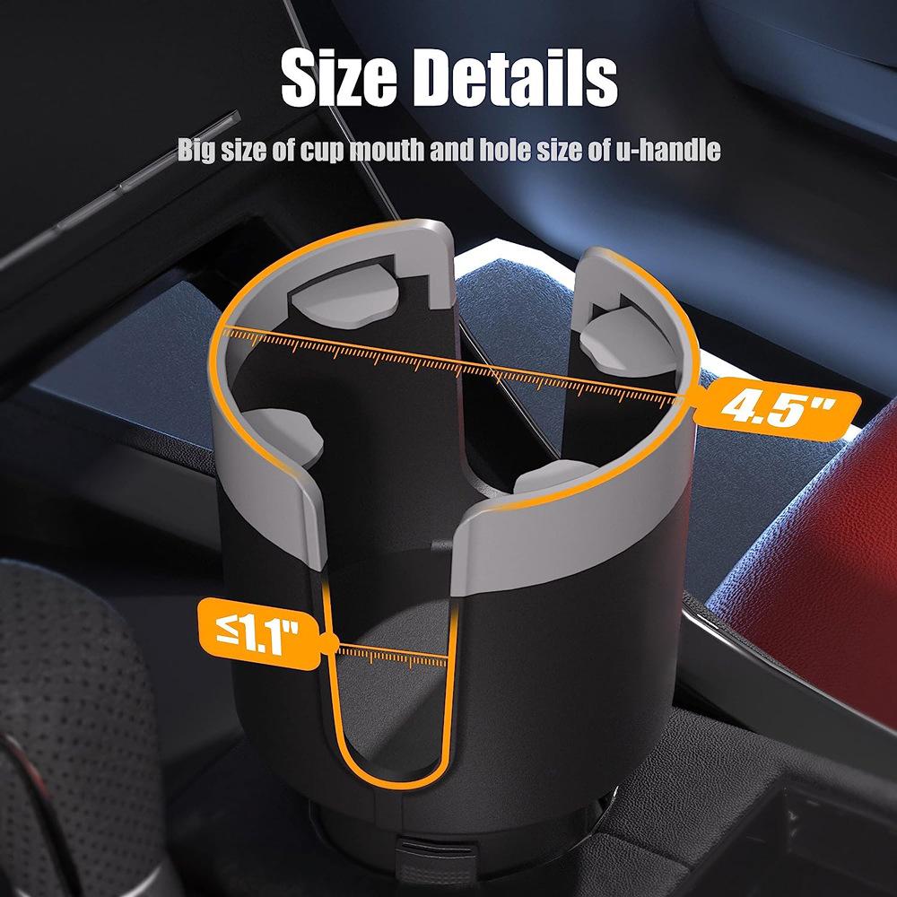 Car Cup Holder Expander With Food Tray Multi-function 360 Degree Adjustable Base Drink Stand For Lunch Snack Auto Accessories