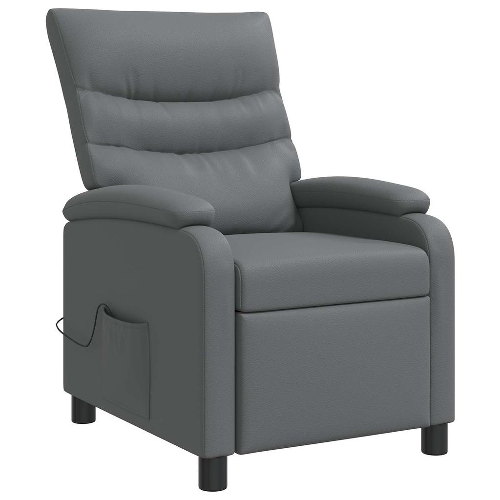 Massage Recliner Chair Gray Faux Leather