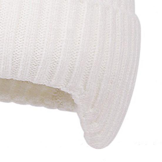Yousheng Kids Knitted Hat Dual Fur Ball Decor Ear Protection Warm Hat Solid Color Elastic Warm Windproof Hat Headwear