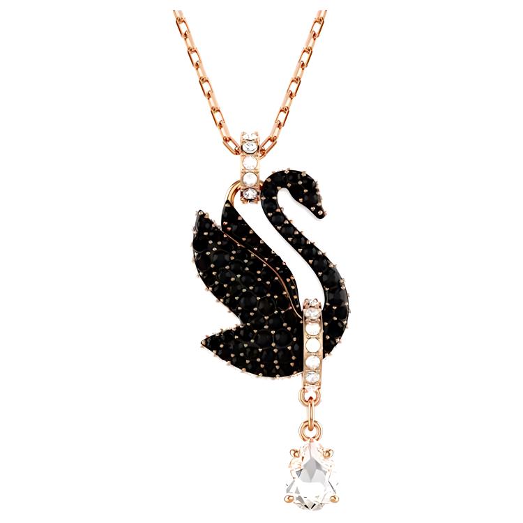 

Swarovski Swan Black Swan Necklace Women necklace Rose-Gold 5678045 Box (Random Color)