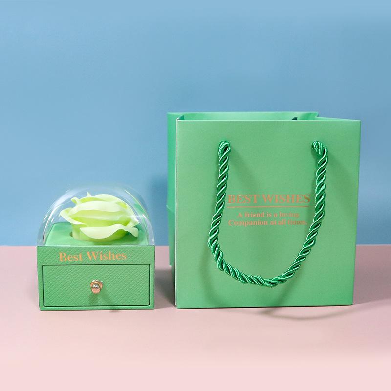 

Rose Flower Jewelry Storage Box - Macaron Color Ring & Necklace Curved Drawer Box