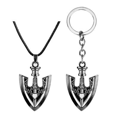 JOJO's Bizarre Adventure Alloy Shovel Keychain Pendant with Leather Cord Necklace