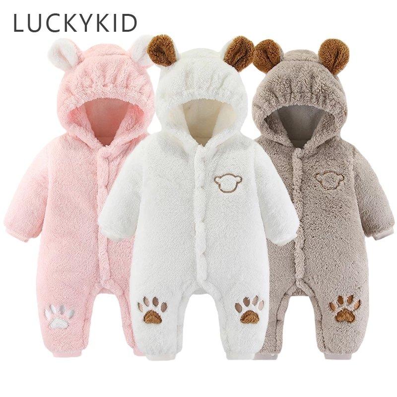 Newborn Winter Hoodie Baby Rompers Outwear Infant Baby Jumpsuit 3M -12M For Girls and Boys Winter Romper