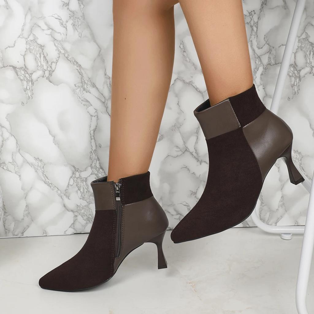 Fashion Shoes for Women 2024 High Quality Ankle Women's Boots Fashion Side Zipper Office and Career New Plus Size Pointed Toe High Heels