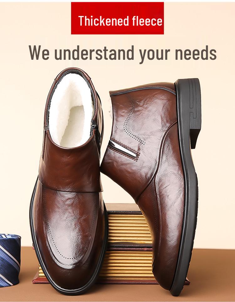 Men's British Style Velvet-Lined Chelsea Boots - Winter Formal High-Top Ankle Footwear