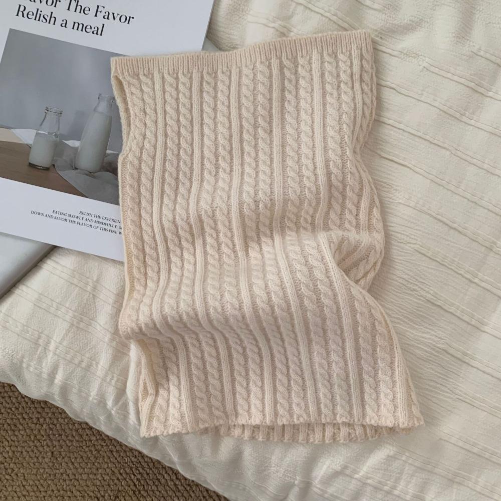 Korean Style Knitted Scarf Solid Color Pullover Wool Bib Simple Turtleneck Fake Collar Women