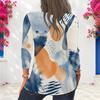 Women Plus Size White Abstract Printed Round Neck Long Sleeve Pullover Sweatshirt