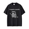 2026 I Require Snacks Raccoon Funny Meme Tshirt Men Women Casual Humor Style T Shirts Mens Cotton Vintage Tshirts Streetwear