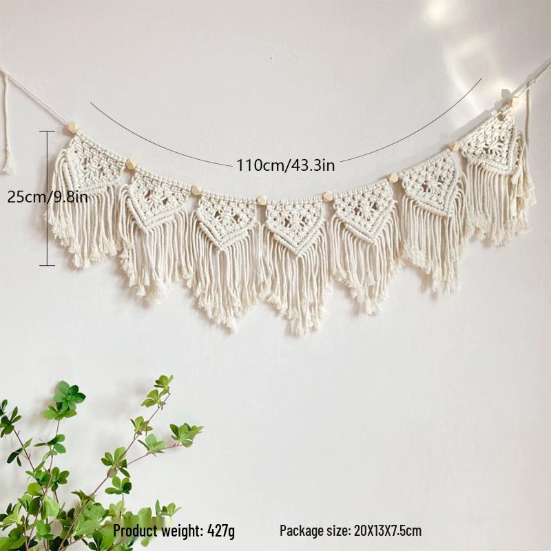 

Бохо Макраме Настенное украшение с кисточками и деревянными бусинами
