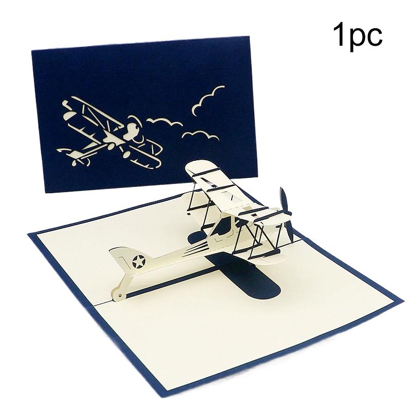 

3D Greeting Card Retro Airplane Model Hollow Paper Carving Festival Gathering Invitation Letter Household Party Supplies TMZ