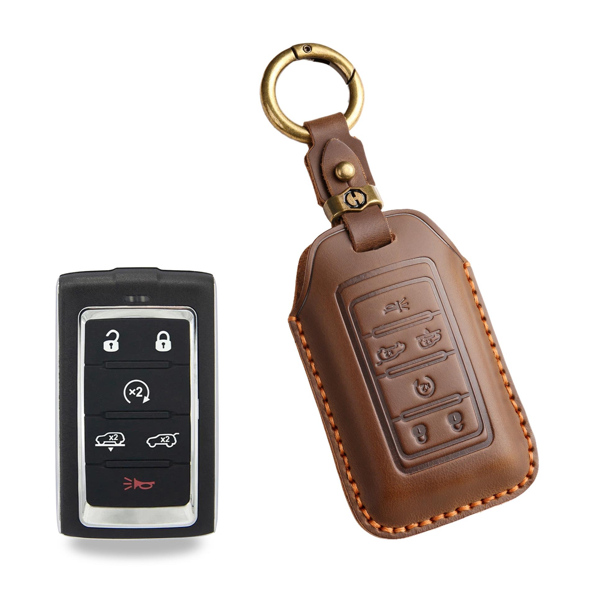 

The retro key cover is suitable for the new Jeep Jeep Grand Cherokee new energy imported version car key leather bag.