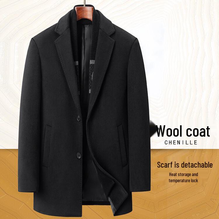 Men's Korean Style Mid-Length Wool Coat - Double-Sided, Thick, Suit Collar, Autumn/Winter Fashion.