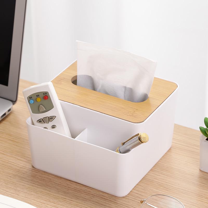 Minimalist Wooden Lid Tissue and Remote Control Storage Box
