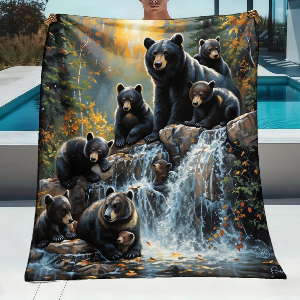 Grizzly Braunbär Decke Wald Wildtiere Tierkunst Herzerwärmende Süße Abdeckung für Sofa Sitzsack Sofa