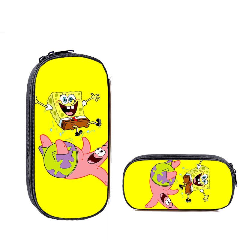 Spongebob Squarepants Cute Cartoon Printing Full-Color Pencil Bag For Primary And Secondary School Students Portable Large-Capacity Leisure