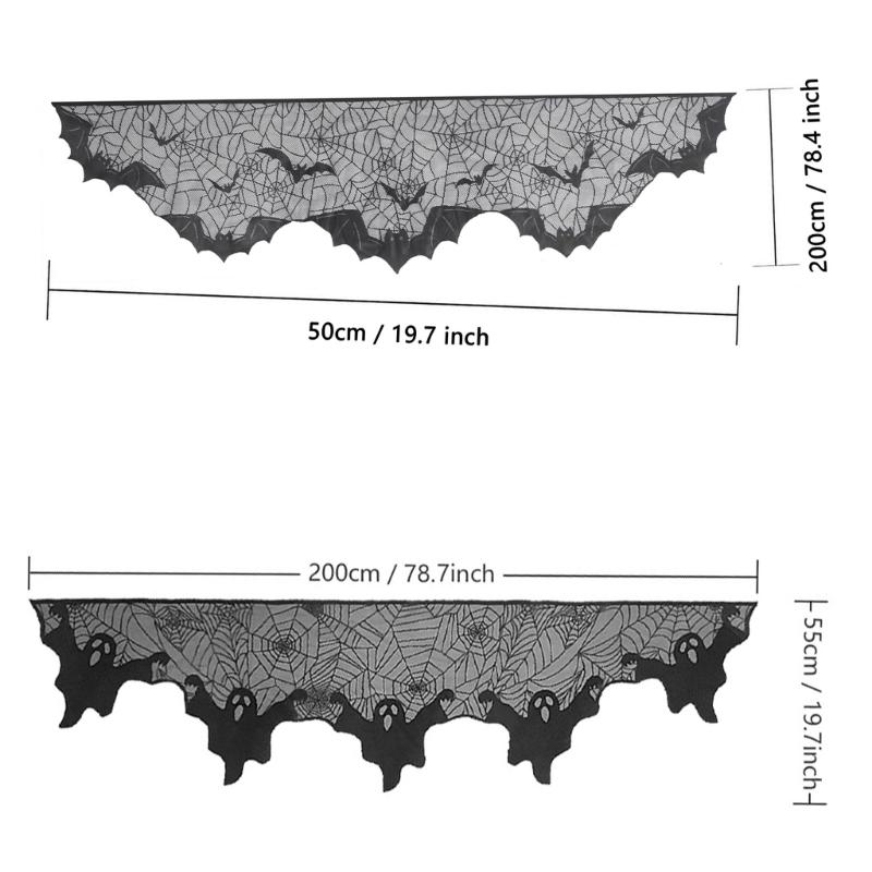 Halloween Decoration Cobweb Table Runner Tablecloth, Mantel Scarf Cover for Halloween Party