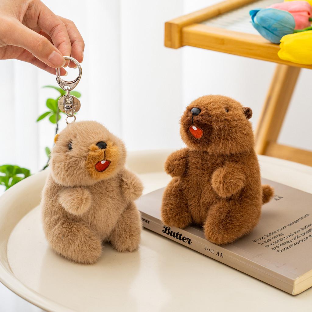 Creative Backpack Screaming Groundhog Plush Keychain Pendant With Function Sound