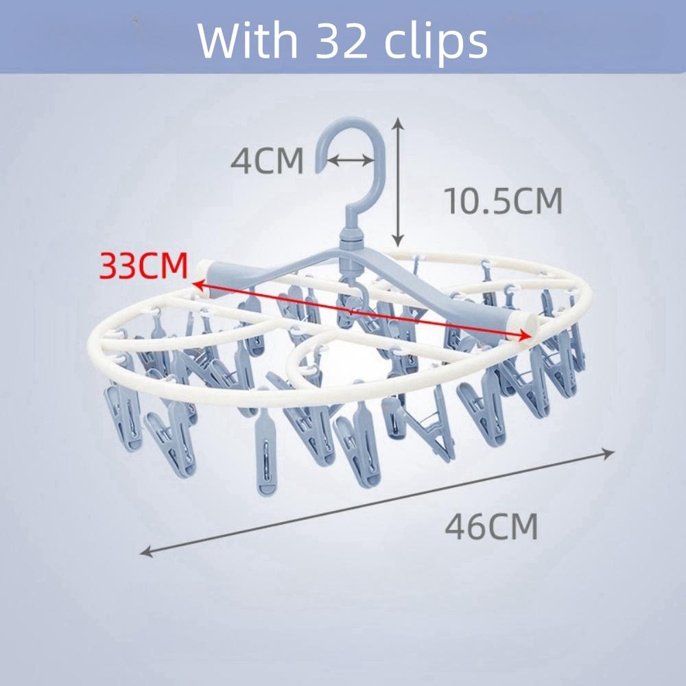 Multifunction Plastic Clothes Dryer Rack 360° Folding Clothes Dryer Hanger Household Laundry Organizer Racks 8/12/20/24/32 Clip