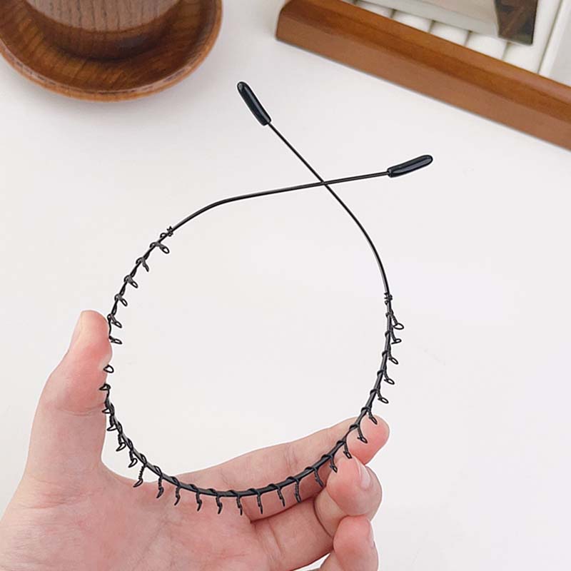Fashion Simple Metal Wavy Spring Hair Hoop For Women Men Black Non Slip Outdoor Sports Headbands Hairband Face Washing Headdress