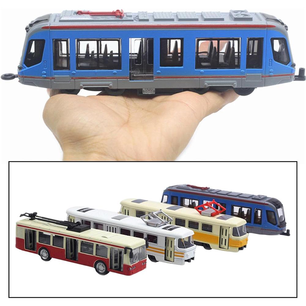 4Pcs Car Toys, Bus Train Model Toys, Car Toys, Inertia Car, Door Opening, Bus Toys, Education Toys, Desktop Decoration for Children 4-6 Years Old