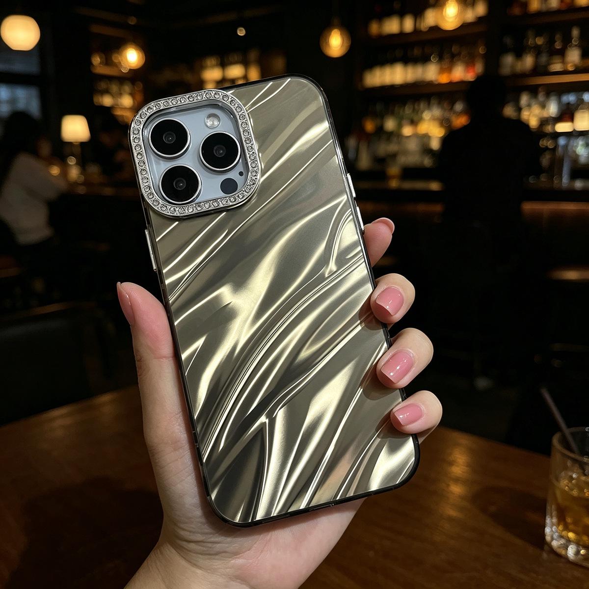 

Water Ripple iPhone 16 Pro Case with Rhinestone Lens iPhone 17 Pro