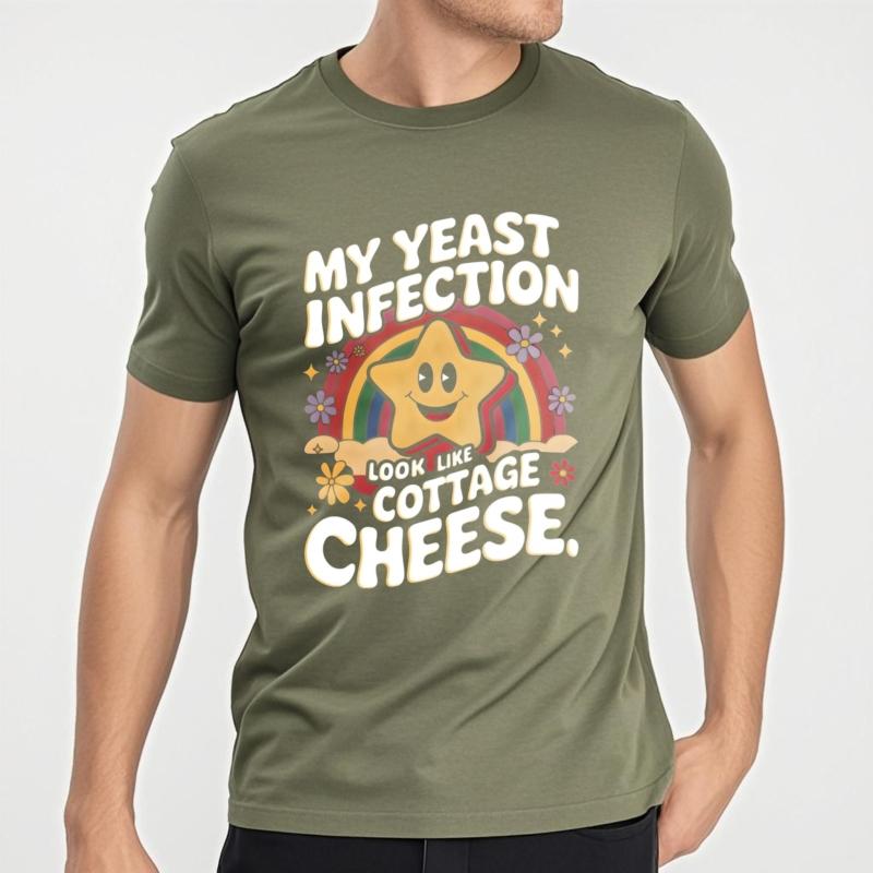 Summer top Printed Boys O Neck tshirt Black My Yeast Infection Look Like Cottage Cheese Stylish For her tees Oversized Tshirt