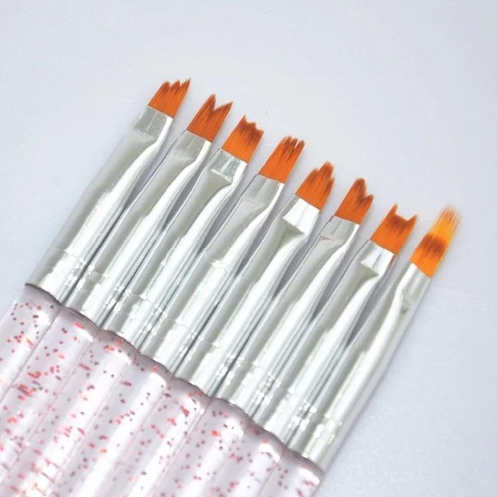 8 stk Neglekunst Børstepenn Akrylpulver Fransk Gradientfarge UV Gel Tupper Dekorasjon Malepensler Sett