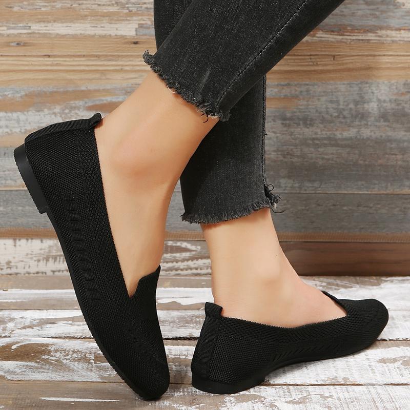 Plus Size 43 Women's Shoes Spring and Autumn New Shallow Mouth Beans Shoes Mesh Breathable Comfortable Round Head Flat Shoes