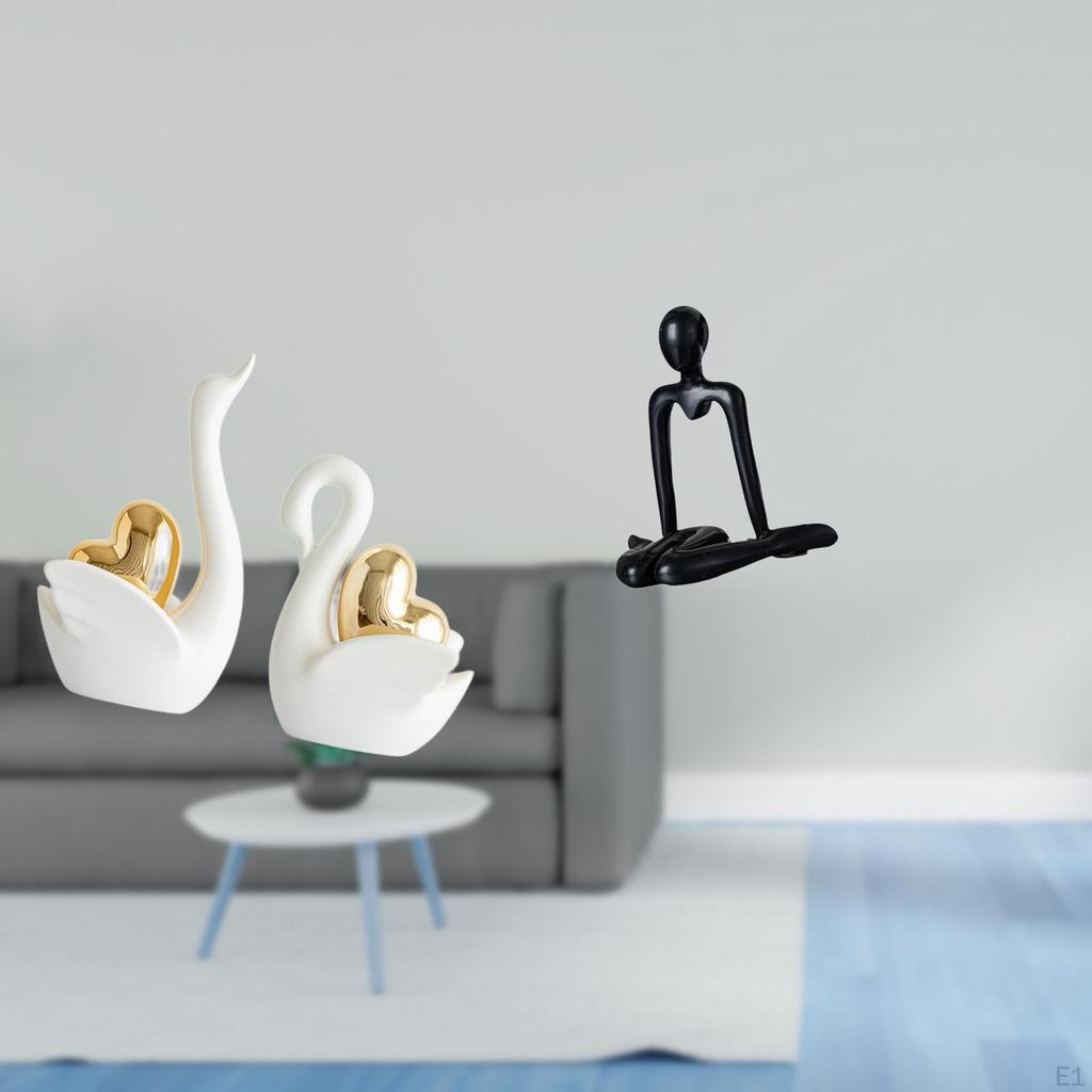 Swan Thinker Figurines Abstract Sculpture Tabletop Ornament Art Crafts Couple Decor Statue for