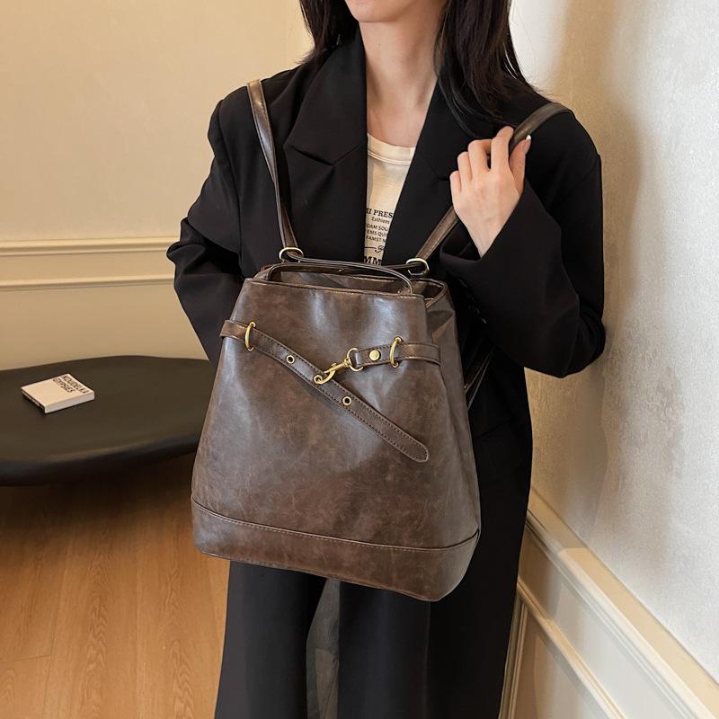 

Ретро рюкзак сумка женская модная сумка для дальних поездок большая вместительная сумка через плечо темно-коричневого