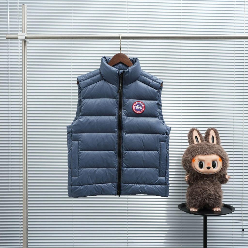 Męski błyszczący puch gęsi kamizelka ze stójką - Ciepła, gruba, bezrękawnik odzież wierzchnia na jesień/zimę.