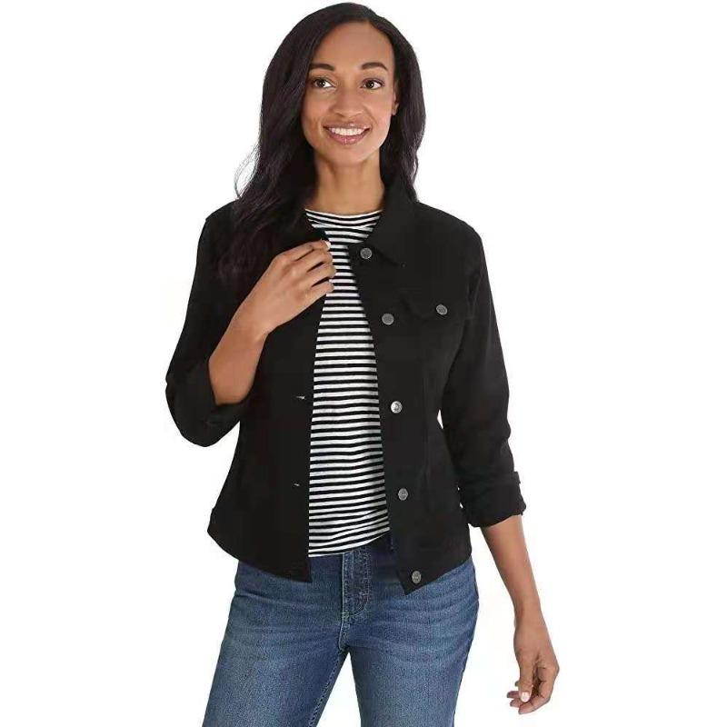 Women's Clothing European and American Fashion Short Denim Jacket Women's Slim Long-sleeved Jacket