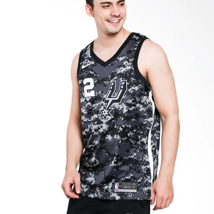 Nike NBA Fan Edition Letter And Number Print Basketball Vest - Spurs Leonard No. 2 Unisex Tops Black 912153-010