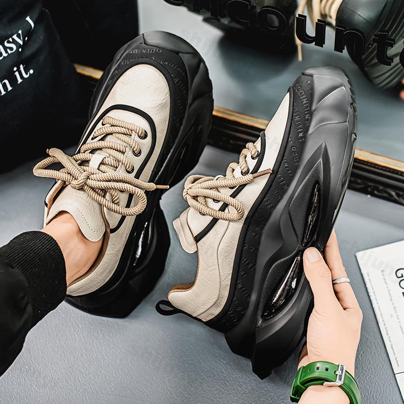 

Модная повседневная мужская обувь с увеличением роста 2025 Весенний тренд моды Универсальная спортивная обувь на толстой подошве Модный тренд Массивные кроссовки 39 бежевый