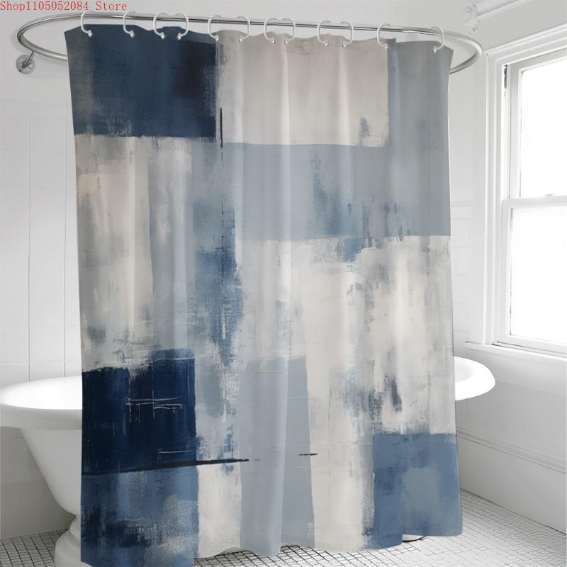 1pc Abstract Paint Art Graffiti Shower Curtain - With Hooks Waterproof Mildew Proof Easy Install Washable