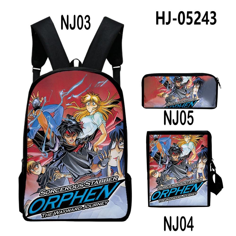 Harajuku Sorcerous Stabber Orphen 3D Print 3pcs/Set Pupil School Bags Laptop Daypack Backpack Inclined Shoulder Bag Pencil Case