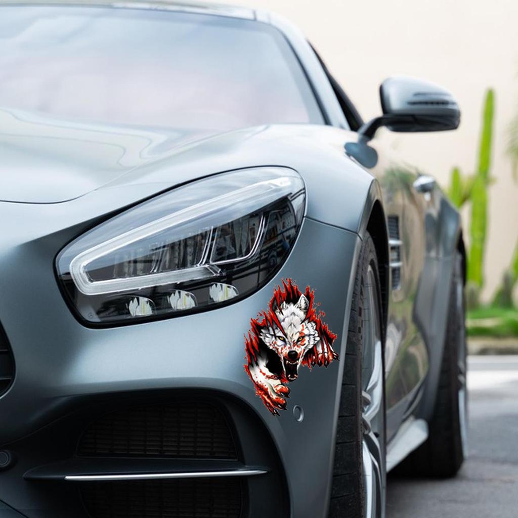 Creative 3D New Angry Wolf Car Stickers Reflective Personality Car Decals Modified Motorcycle Helmet Sticker Scratch Stickers