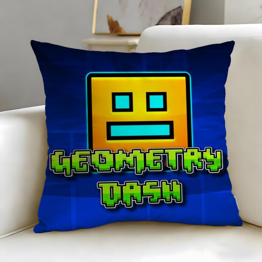 classic game Geometry Dash Cushion Cover Soft EasyWash Pillow Case Versatile for Couch Bed Travel and Office