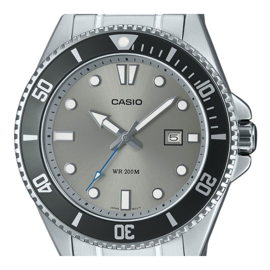 Casio Standard Analog Stainless Steel Grey Dial Quartz MDV-107D-8AV 200M Men's Watch