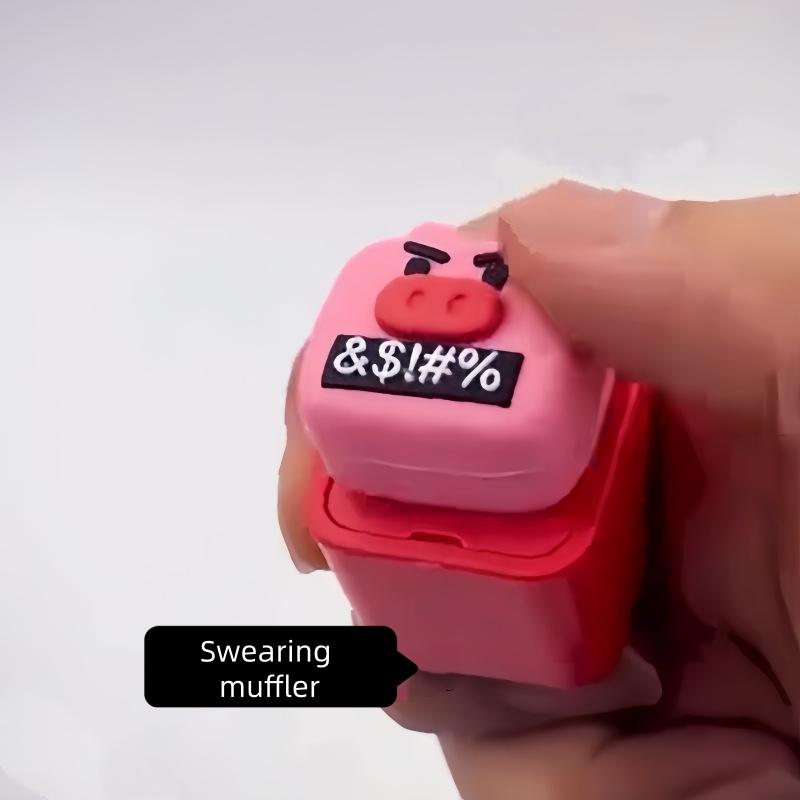 

Funny Pink Pig Swear Muffler Sound Keychain Creative Emitting Sound Light Voice Fidget Toy Cute Stress Relief Keychain Pendant 1pc