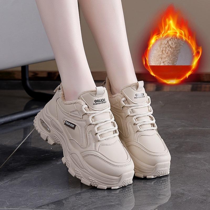Women s Winter Warm Lined Sneakers – Thick Sole Plush Fleece Shoes, Comfortable Outdoor Casual Sporty Boots for Cold Weather 35