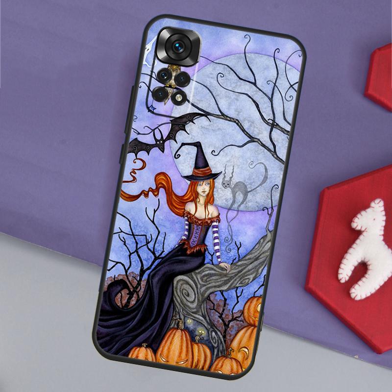 Halloween Witch Girl Art Funda For Xiaomi Redmi Note 14 13 12 11 Pro 9 10 9S 10S 11S 12S Redmi 14C 10C 12C 13C Case