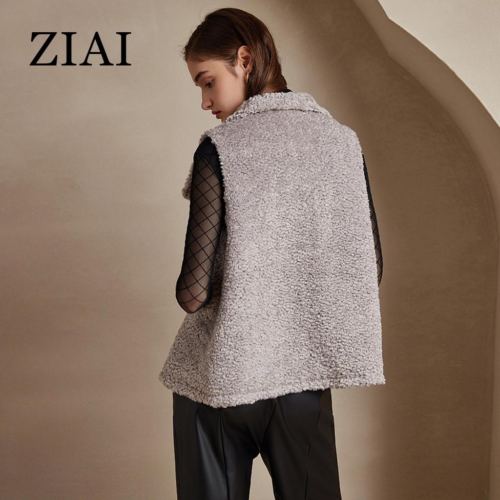 ZIAI Women's Vest Teddy Coat Sleeveless Vest Coat Solid Fleece Fur Jacket Stylish Female Thick Warm Casual Parka Trend 20346