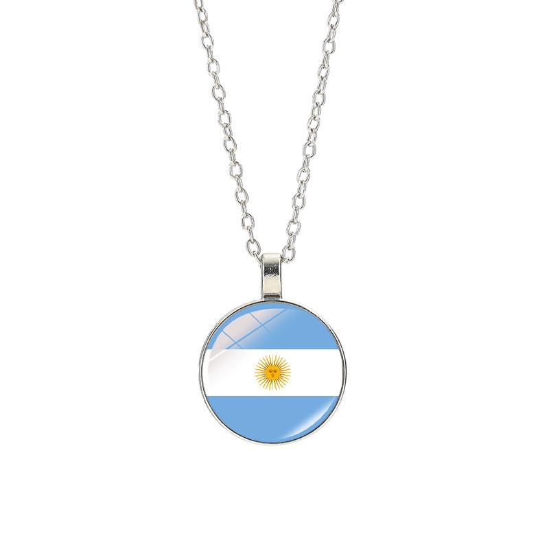 World Cup Top 32 National Flag Necklace - Football Pendant for Men & Women