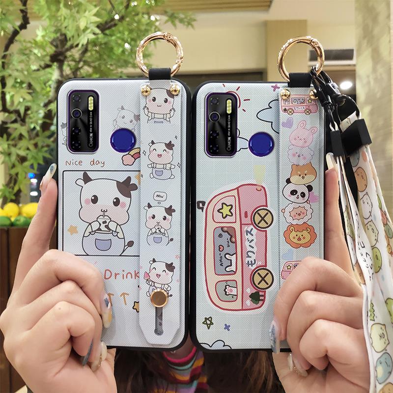 Cute Ring Phone Case For Tecno Camon15/15Air/16S/KD7H/CD6/CD7/Spark5/5Pro Anti-dust Back Cover Wristband Phone Holder
