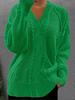 Women's European and American Casual V-Neck Cable Knit Sweater Coat - Solid Color, Autumn/Winter Pullover.