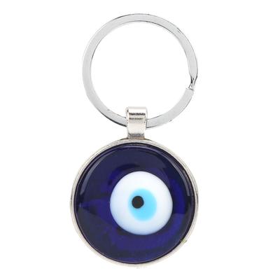 Keychain Pendant Turkish Blue Eye Pattern Round Beads Ornaments for Men Women Bag Decoration Gift