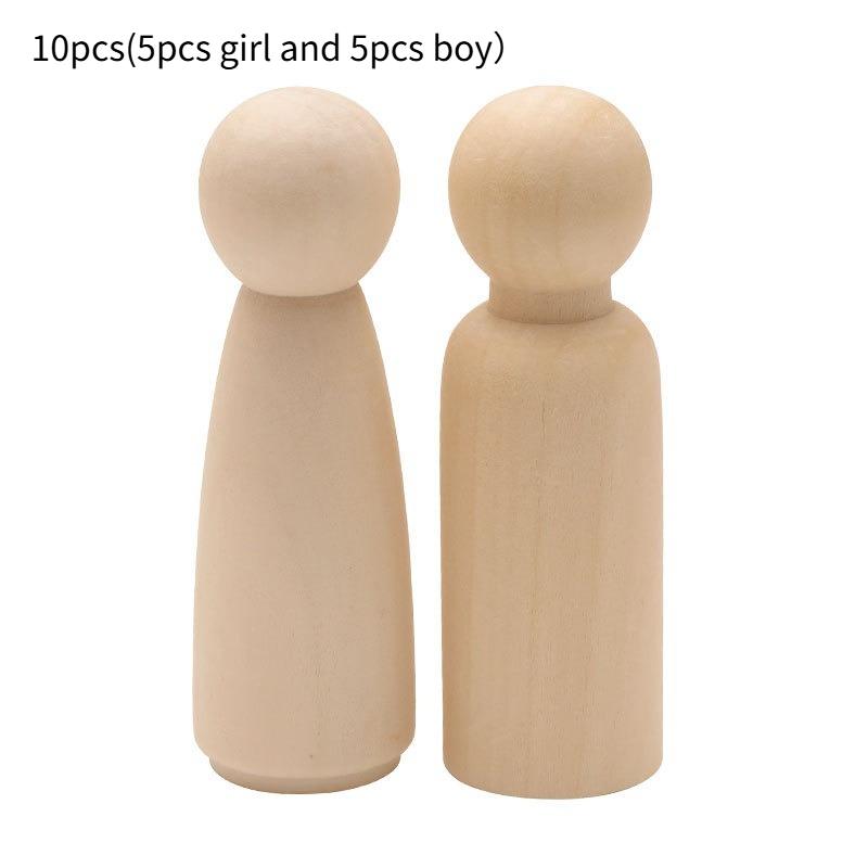 2pcs/10pcs Wooden Peg Doll Unfinished Wooden People Plain Blank Bodies Angel Dolls for DIY Craft Puppet